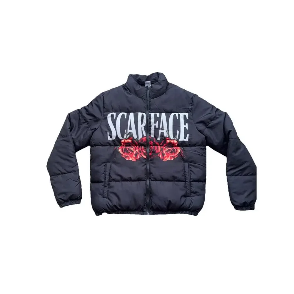 Scarface The World Is Yours Winter Lightweight Puffer Jacket Large NWOT Flowers